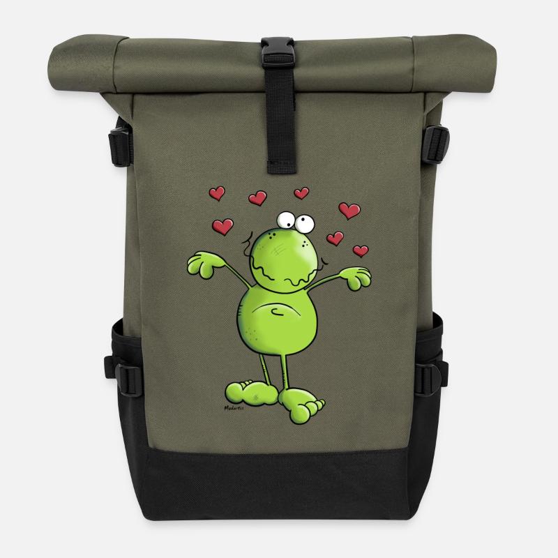 Grenouille Dans L'amour - Sac à dos roll top - olive/noir