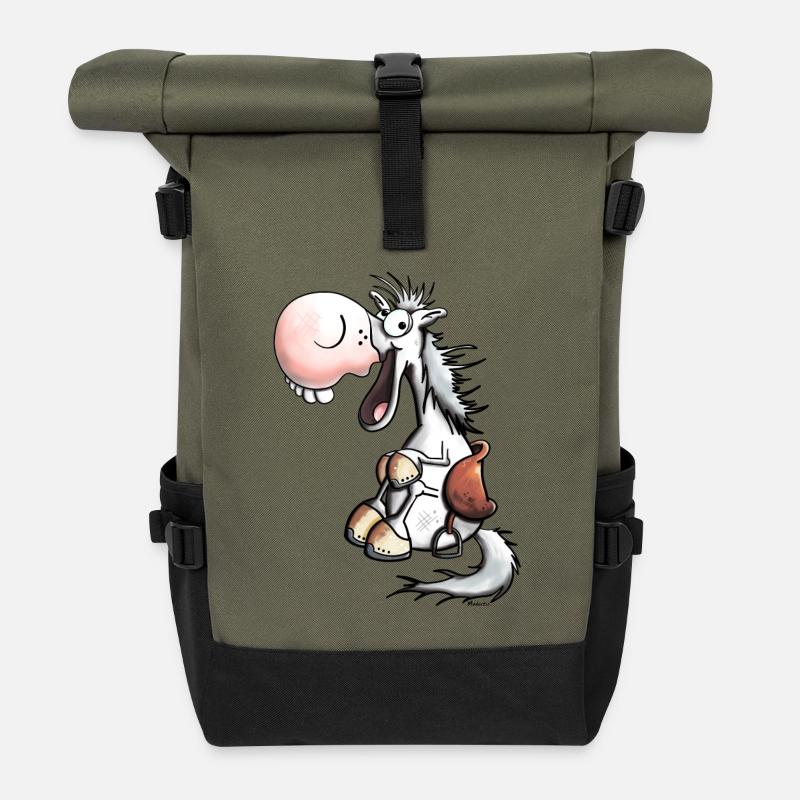 Cheval Rire - Sac à dos roll top - olive/noir