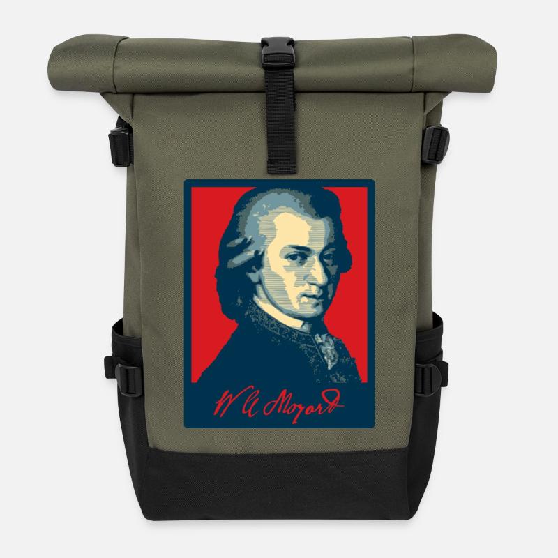 Wolfgang Amadeus Mozart - Rolltop Rucksack - Olive/Schwarz