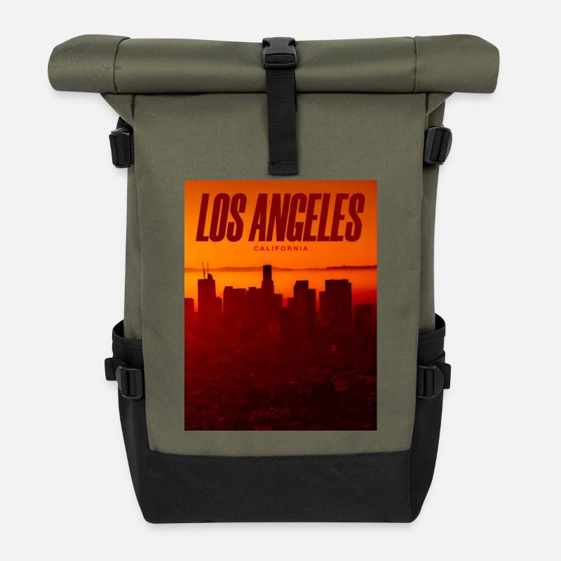LA Sunset Skyline - Sac à dos roll top - olive/noir