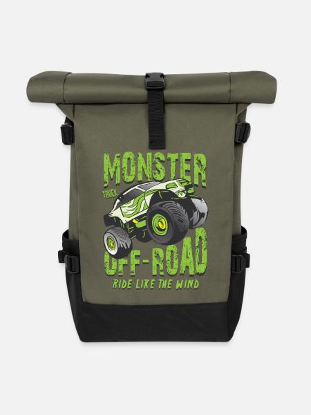 Offroad Monster Truck - Rolltop Rucksack - Olive/Schwarz