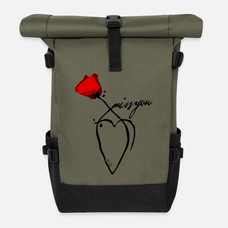 Werde dich vermissen - Rolltop Rucksack - Olive/Schwarz