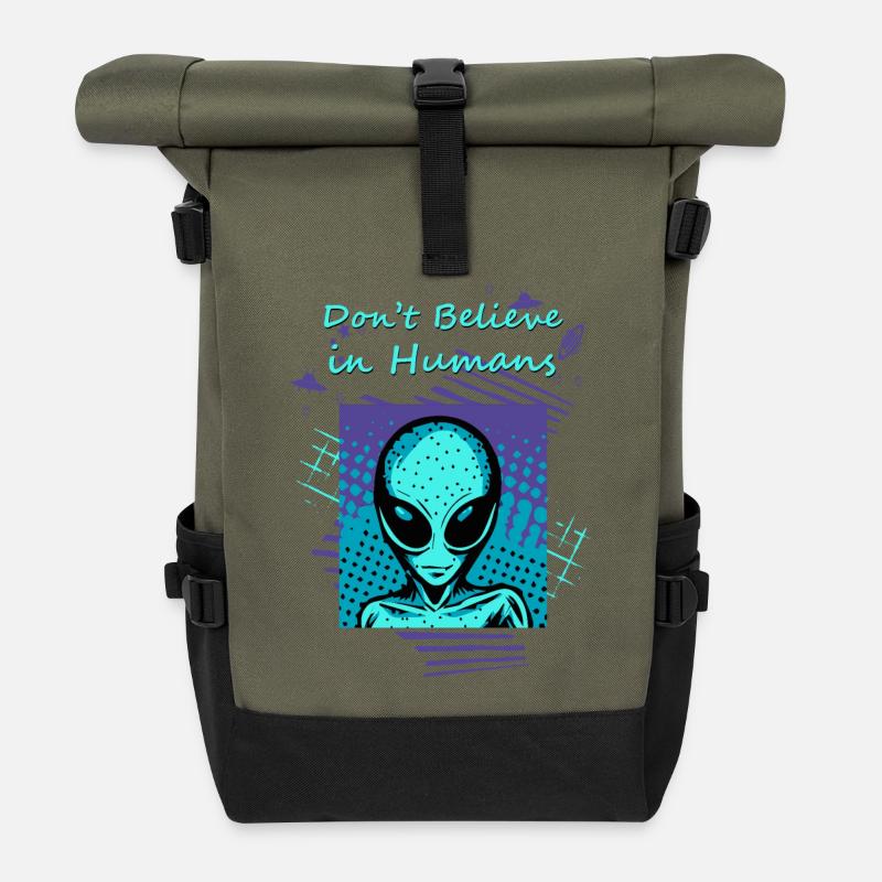 Glaube nicht an Menschen. Der Alien-Slogan für Sie. - Rolltop Rucksack - Olive/Schwarz
