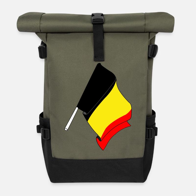 Flagge von Belgien - Rolltop Rucksack - Olive/Schwarz