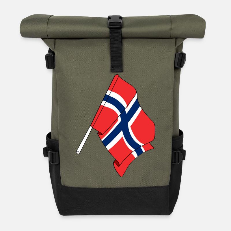 Flagge Norwegen - Rolltop Rucksack - Olive/Schwarz