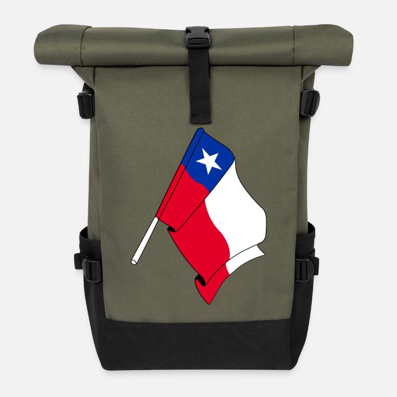 Flagge Chile - Rolltop Rucksack - Olive/Schwarz