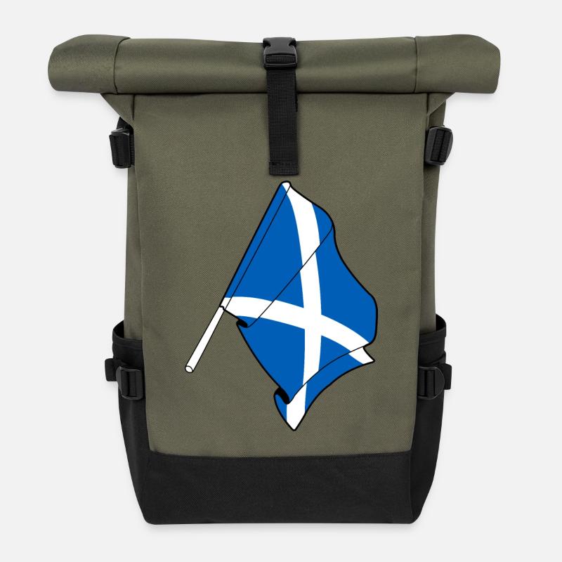 Flagge Schottland - Rolltop Rucksack - Olive/Schwarz