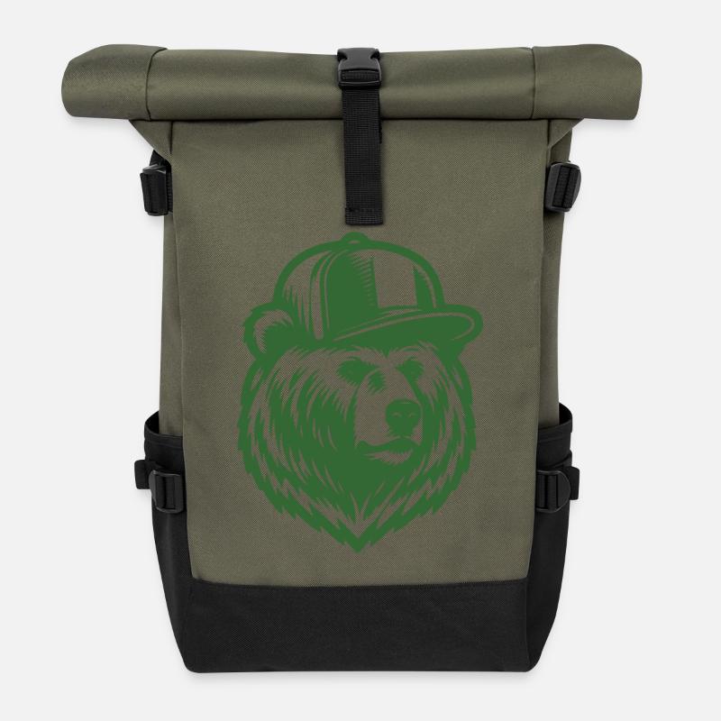 Cool Grizzly (Green) - Roll Top Backpack - olive/black