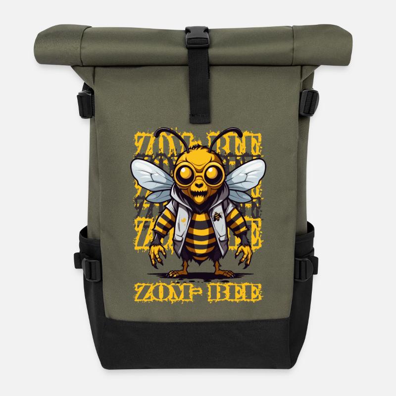 Zombie Biene - Rolltop Rucksack - Olive/Schwarz