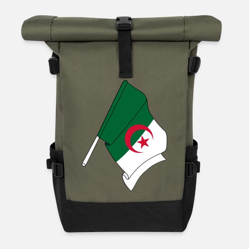 Drapeau Algérie - Sac à dos roll top - olive/noir