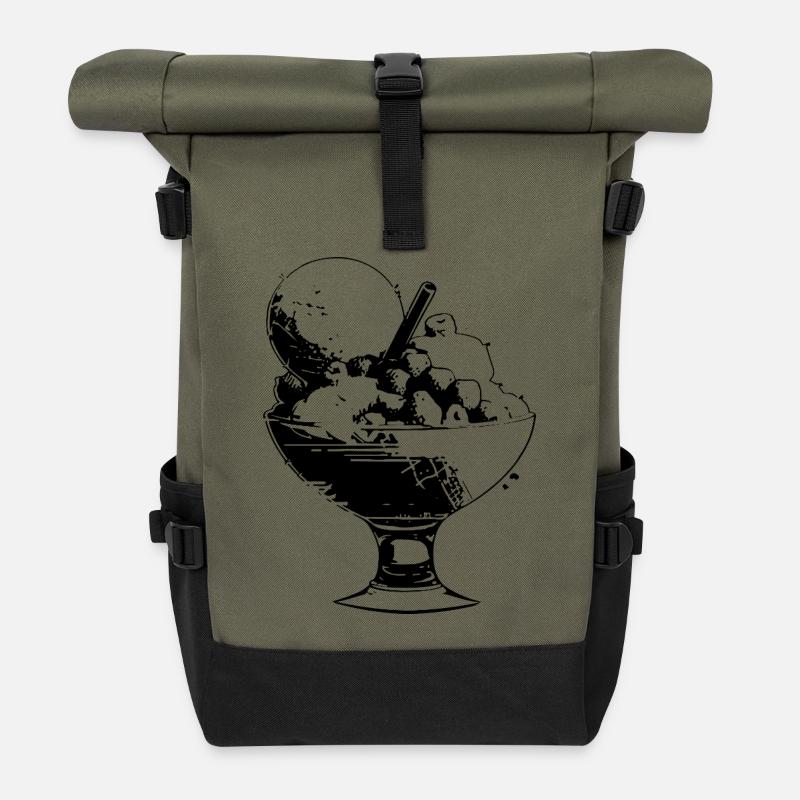 Eisbecher - Rolltop Rucksack - Olive/Schwarz