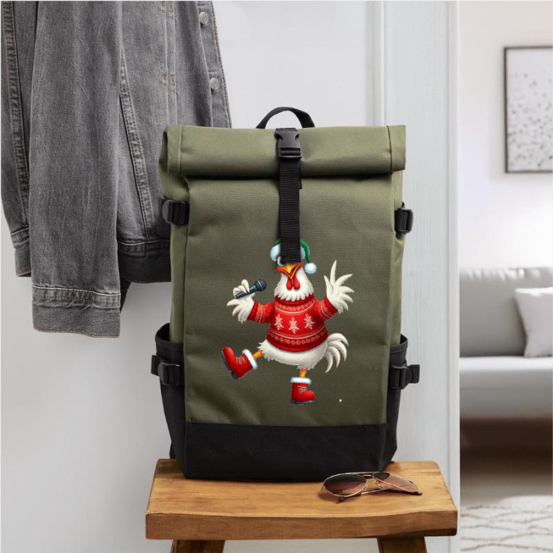 Urlaub Singende Henne Pullover Rolltop Rucksack