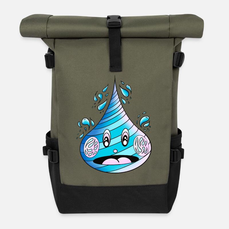 Awakened Water Drop - Roll Top Backpack - olive/black