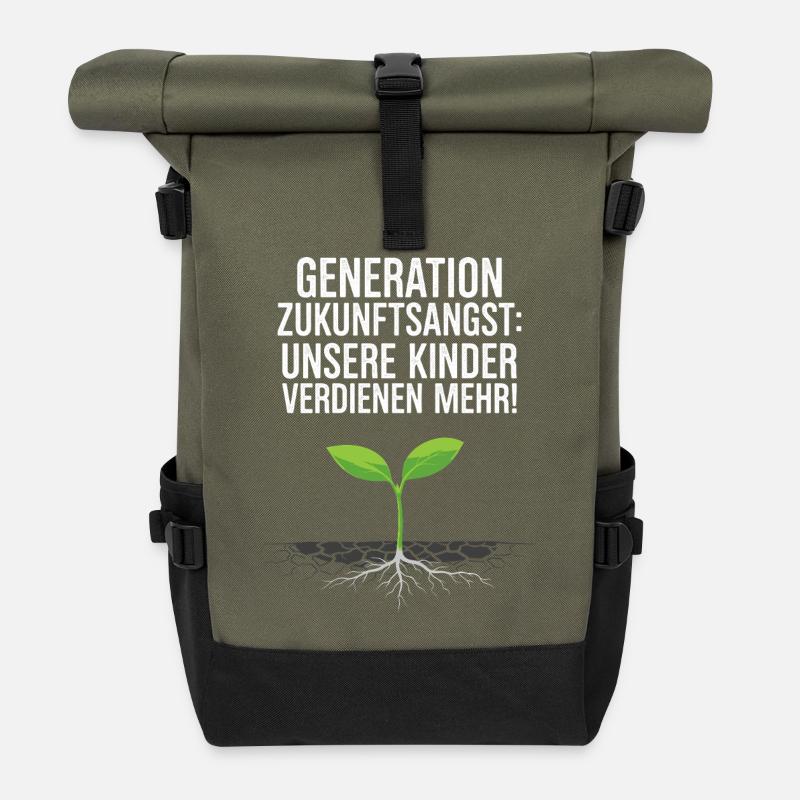 Generation Zukunftsangst - Rolltop Rucksack - Olive/Schwarz