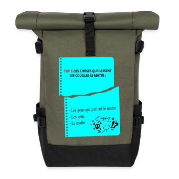 Citation Humoristique Matinales d'un râleur - Sac à dos roll top - olive/noir - Devant