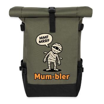 Mummy Character with Speech Bubble - Roll Top Backpack - olive/black - Front