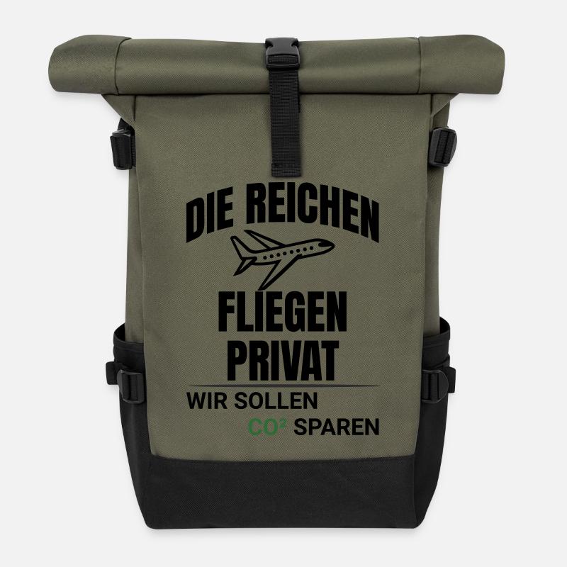 Abstraktes CO2 Klimaschutz Design - Rolltop Rucksack - Olive/Schwarz