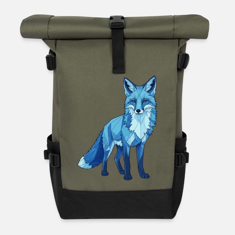 Blauer Polygonfuchs - Rolltop Rucksack - Olive/Schwarz