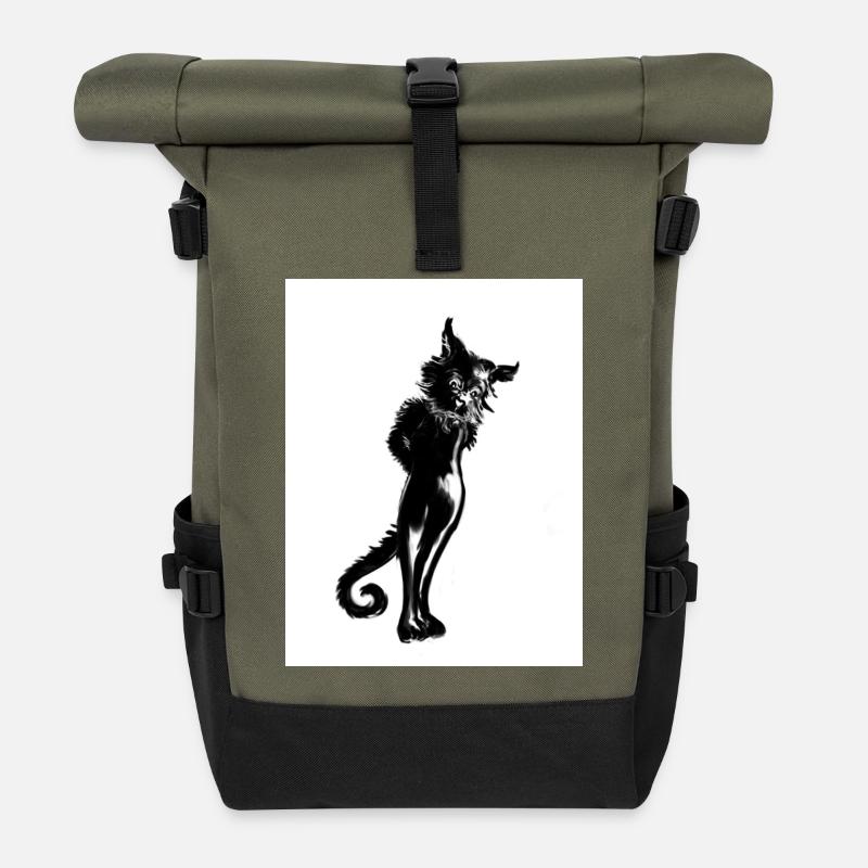 Stand up cats! - Roll Top Backpack - olive/black