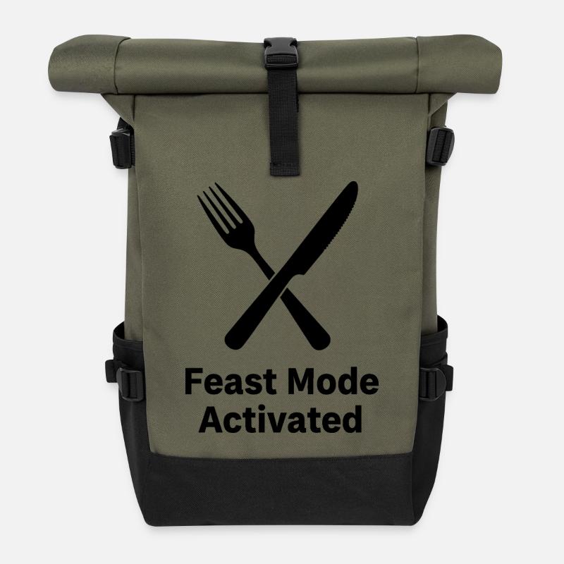 Feast Mode Activated - Rolltop Rucksack - Olive/Schwarz