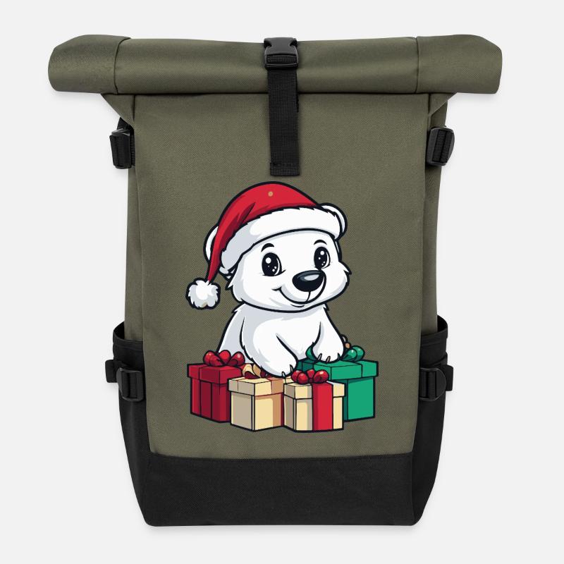 Eisbär Weihnachten Geschenke Polar bär - Rolltop Rucksack - Olive/Schwarz