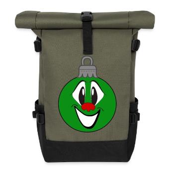 Grüne Weihnachtsbaumkugel mit Lächeln - Rolltop Rucksack - Olive/Schwarz - Vorne