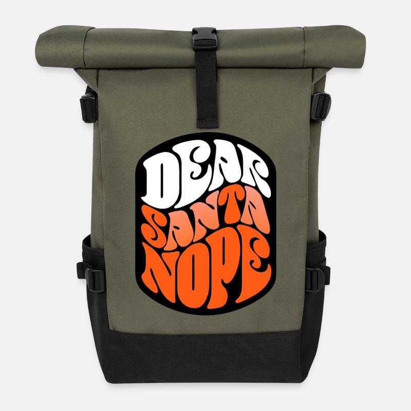 Santa Nope Psychedelic Glow - Rolltop Rucksack - Olive/Schwarz