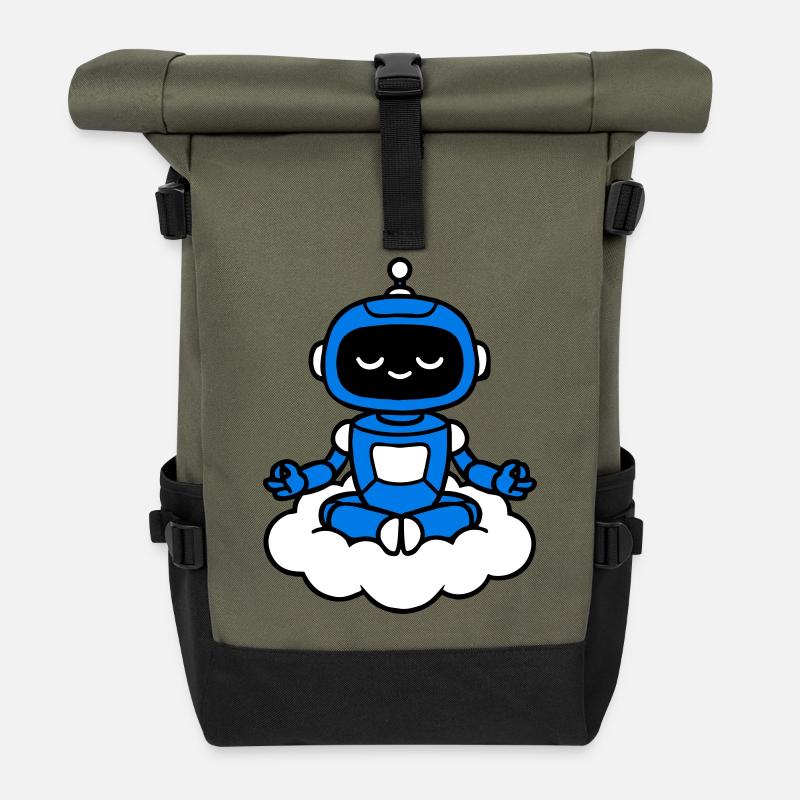 AI Human Fan Club Schwebender Roboter - Rolltop Rucksack - Olive/Schwarz