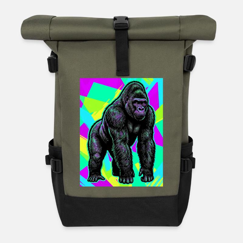 gorille - Sac à dos roll top - olive/noir