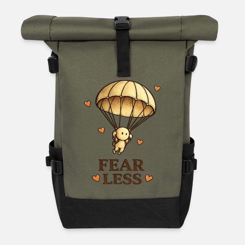 Der kleine Gedanke | FEAR LESS - Rolltop Rucksack - Olive/Schwarz