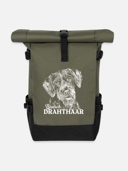 Deutsch Drahthaar - Rolltop Rucksack - Olive/Schwarz