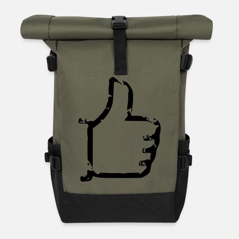 Gefällt mir - Daumen hoch - Comic - Rolltop Rucksack - Olive/Schwarz