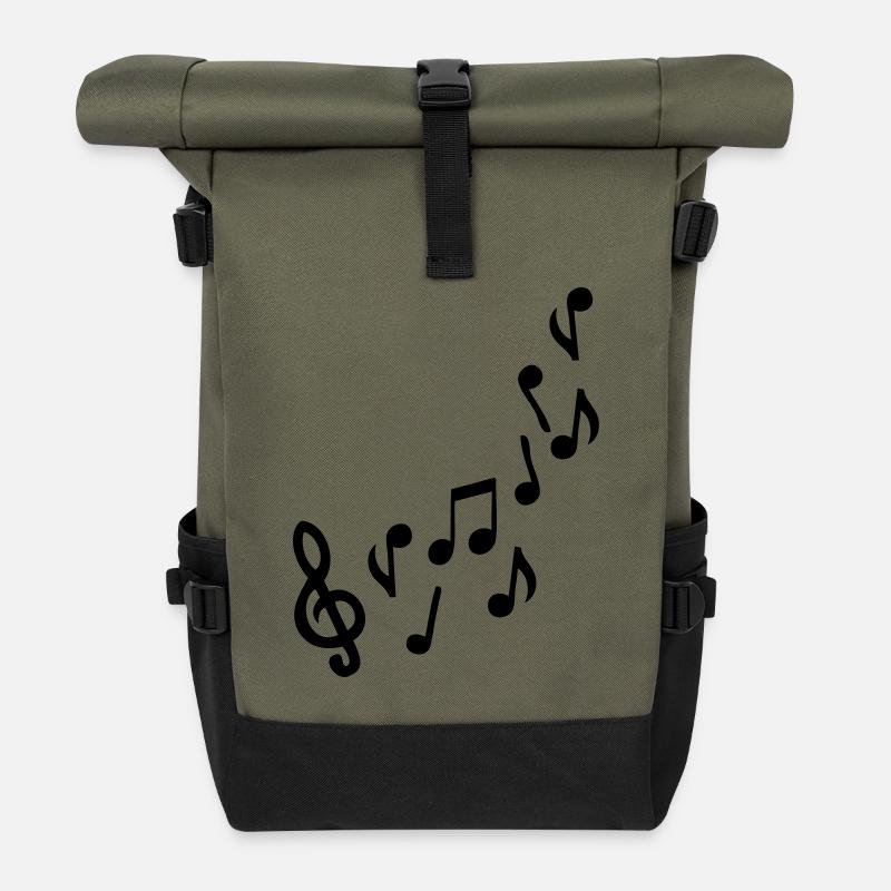 note de musique - Sac à dos roll top - olive/noir