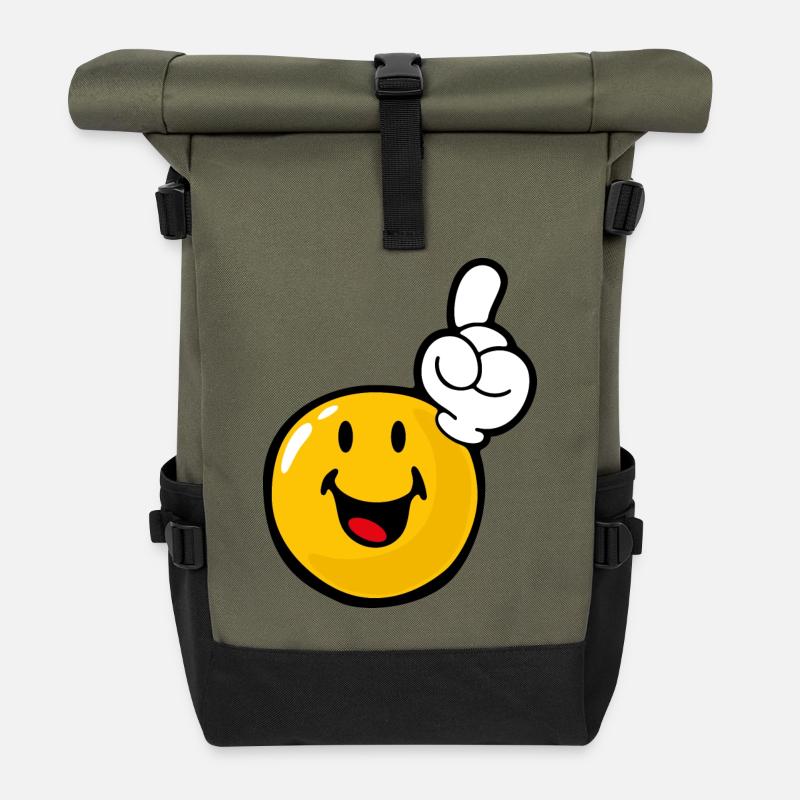Smiley Eager - Rolltop Rucksack - Olive/Schwarz