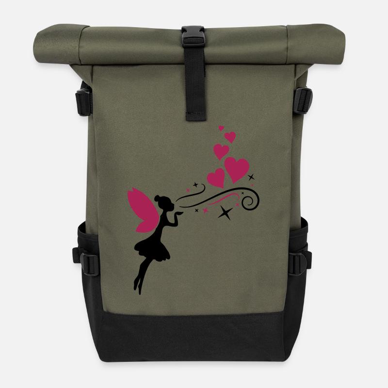 fairy fee hearts - Rolltop Rucksack - Olive/Schwarz