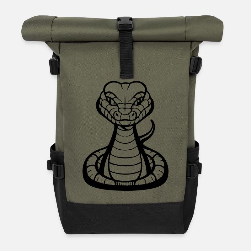 snake - Roll Top Backpack - olive/black