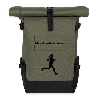 Ich will doch nur laufen - Rolltop Rucksack - Olive/Schwarz - Vorne