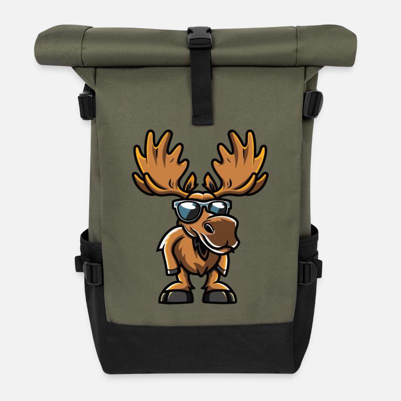 Moose Comic Cool - Roll Top Backpack - olive/black