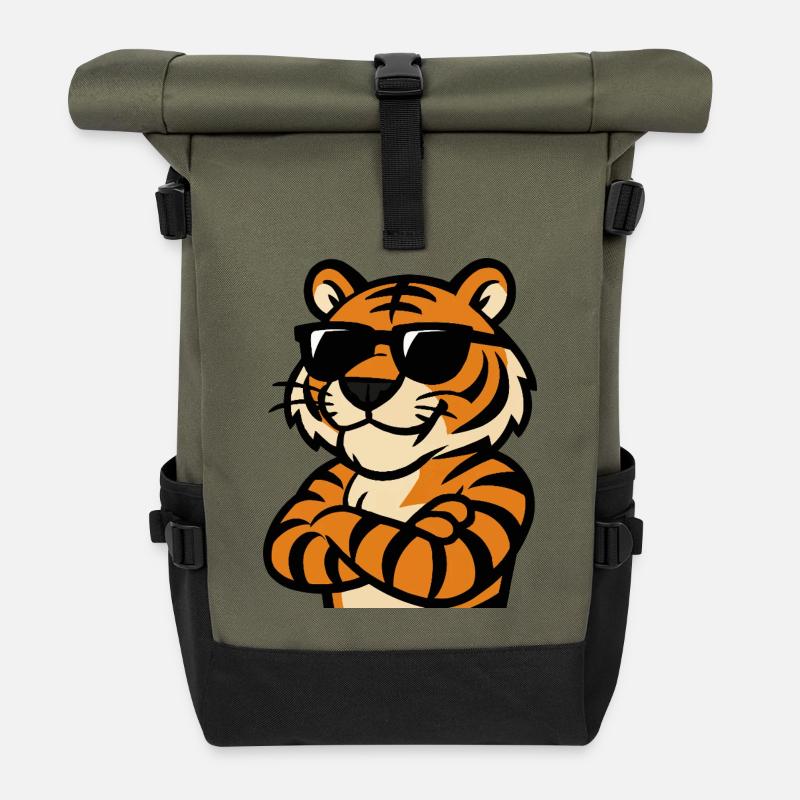 tiger sonnenbrille - Rolltop Rucksack - Olive/Schwarz