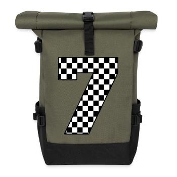 Nummer 7 kariert - Rolltop Rucksack - Olive/Schwarz - Vorne