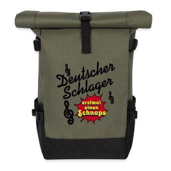 Schlager party, Schlager music, first schnapps - Roll Top Backpack - olive/black - Front