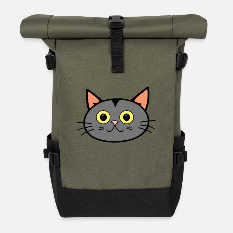 Cute cute cat for cat lovers - Roll Top Backpack - olive/black