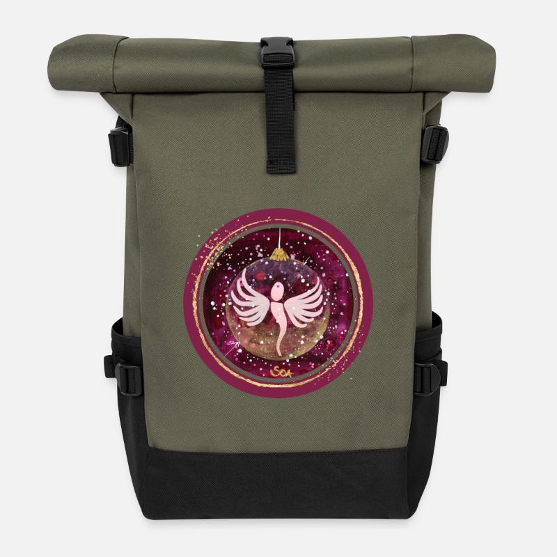 Weihnachtskugel Engel - Sonja Ariel von Staden - Rolltop Rucksack - Olive/Schwarz