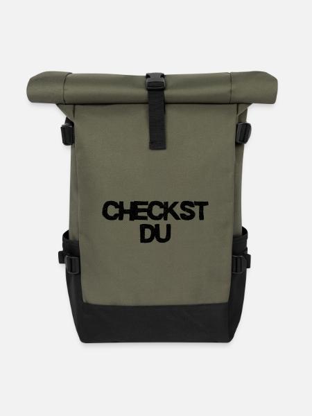 Checkst Du - Jugendwort - Rolltop Rucksack - Olive/Schwarz