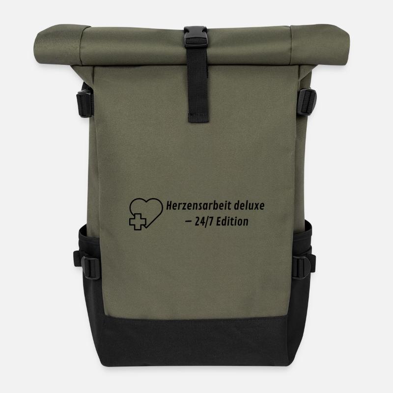 Herzensarbeit deluxe - 24/7 Edition - Rolltop Rucksack - Olive/Schwarz