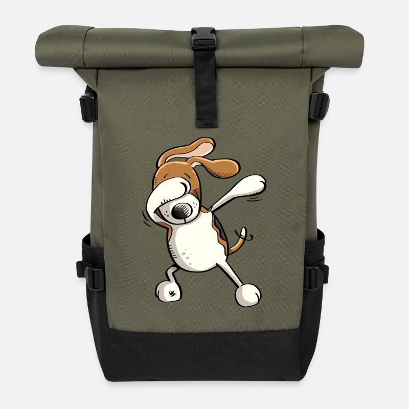Funny Dab Dance Beagle - Hund - Comic - Geschenk - Rolltop Rucksack - Olive/Schwarz