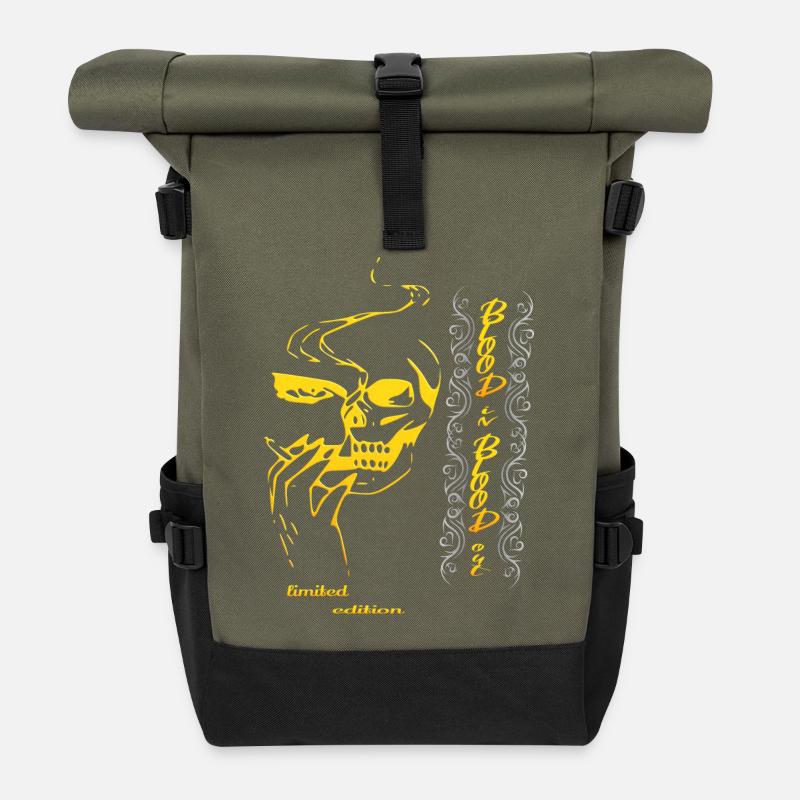 Skull skull Skull - Roll Top Backpack - olive/black