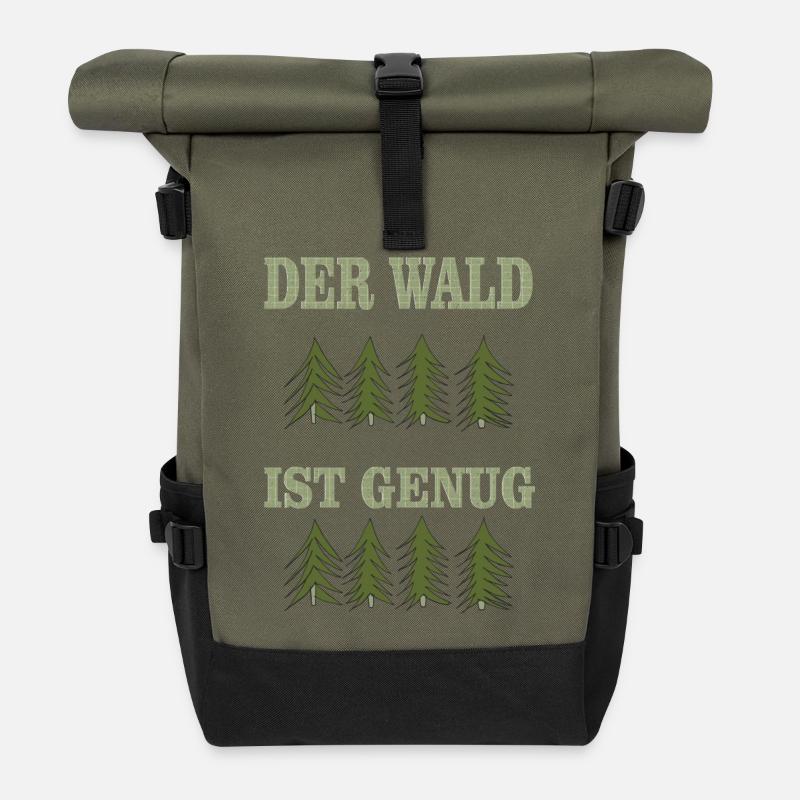DER wald ist genug - Rolltop Rucksack - Olive/Schwarz