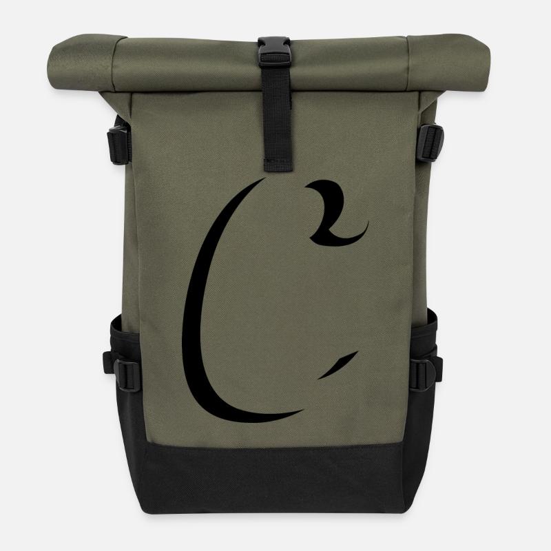 Letter C, Name, der Buchstabe C - Rolltop Rucksack - Olive/Schwarz