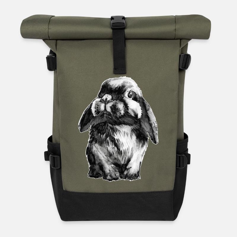 Lapin Lapin - Sac à dos roll top - olive/noir